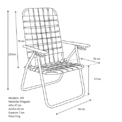 Reposera Eclipse 255 Azul  7/8  - 4 Posiciones