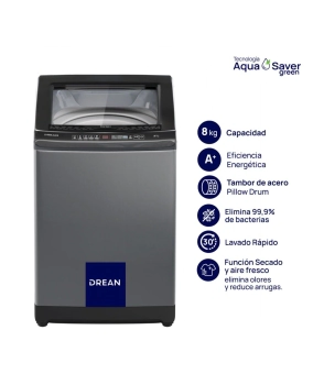 Lavarropas Drean 8kg 660Rpm  Carga Superior A+