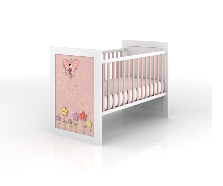 Cuna Delos con baranda M:IF440 Rosa